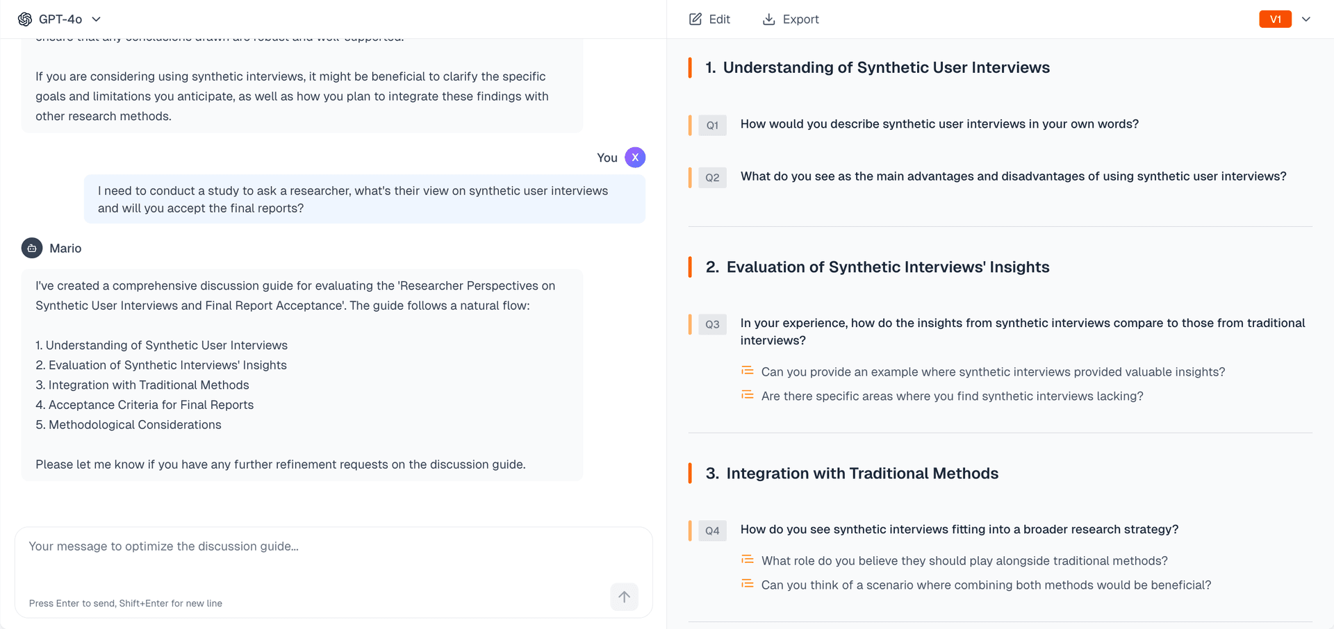 AI-powered discussion guide generation for market research - Create research questions instantly